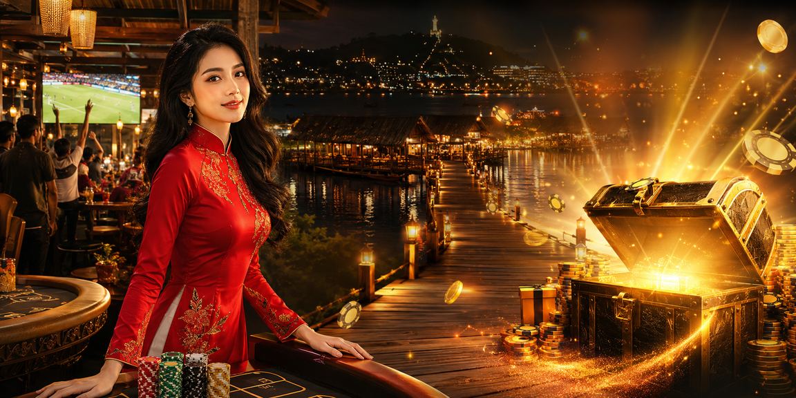 Người chơi tại Vũng Tàu trong trang phục áo dài thưởng thức casino trực tuyến buổi tối